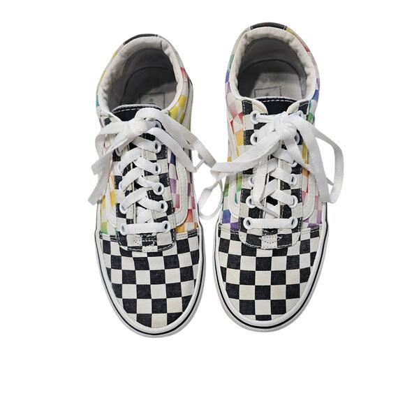 VANS Old Skool Rainbow Checkerboard Shoe Women's Size 8 - Picture 1 of 6